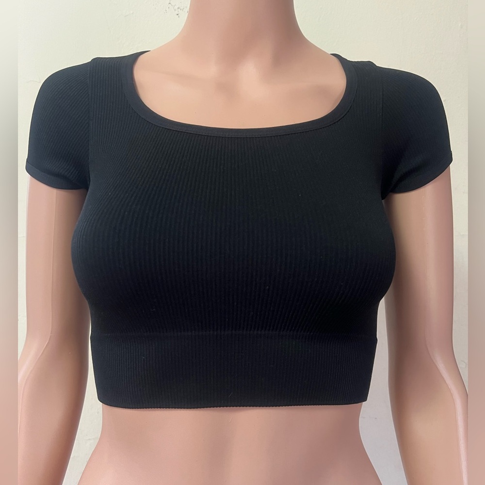 Wild Fable Black Ribbed Crop Top